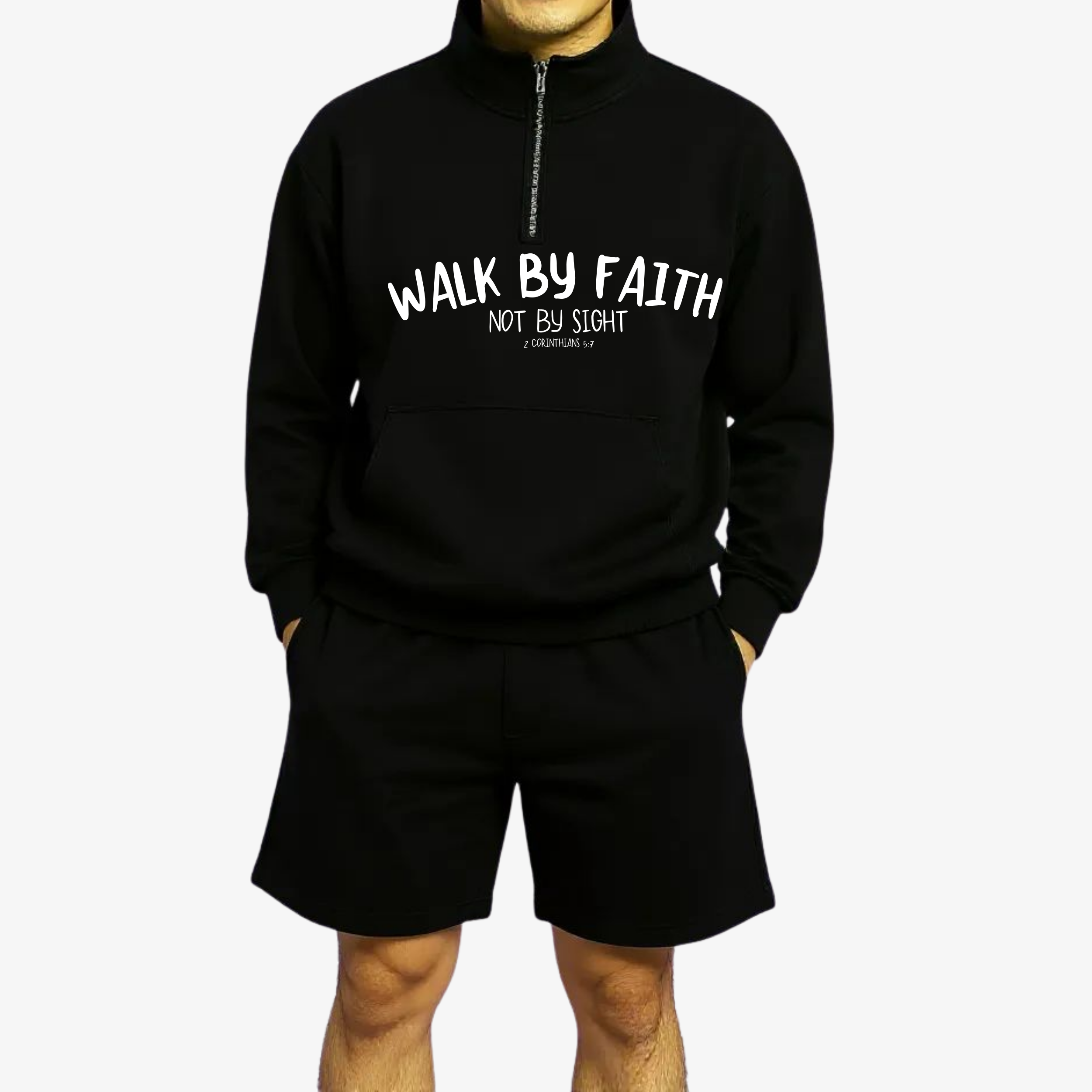 Half Zip Sweater and Shorts (Men) | Walk by Faith