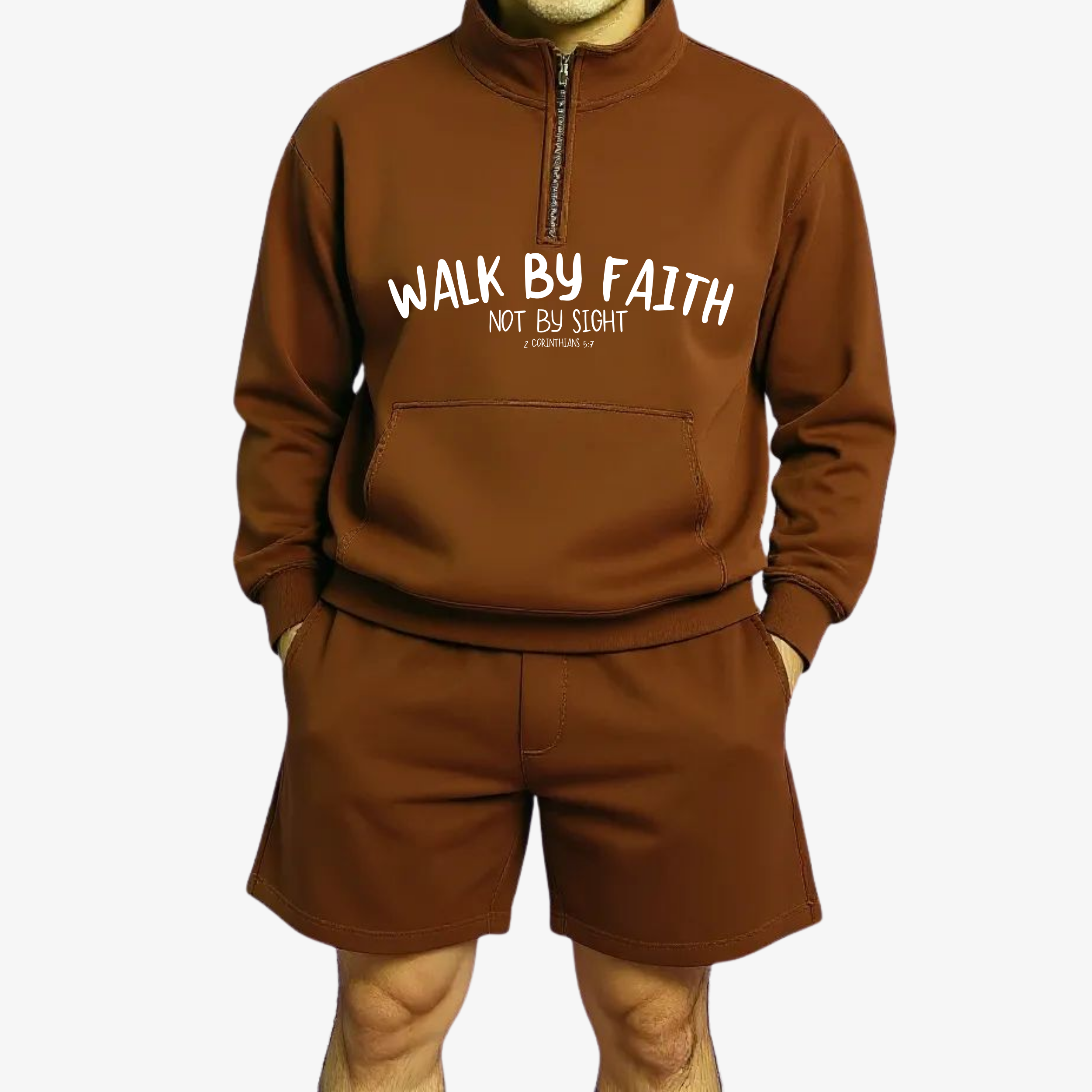 Half Zip Sweater and Shorts (Men) | Walk by Faith
