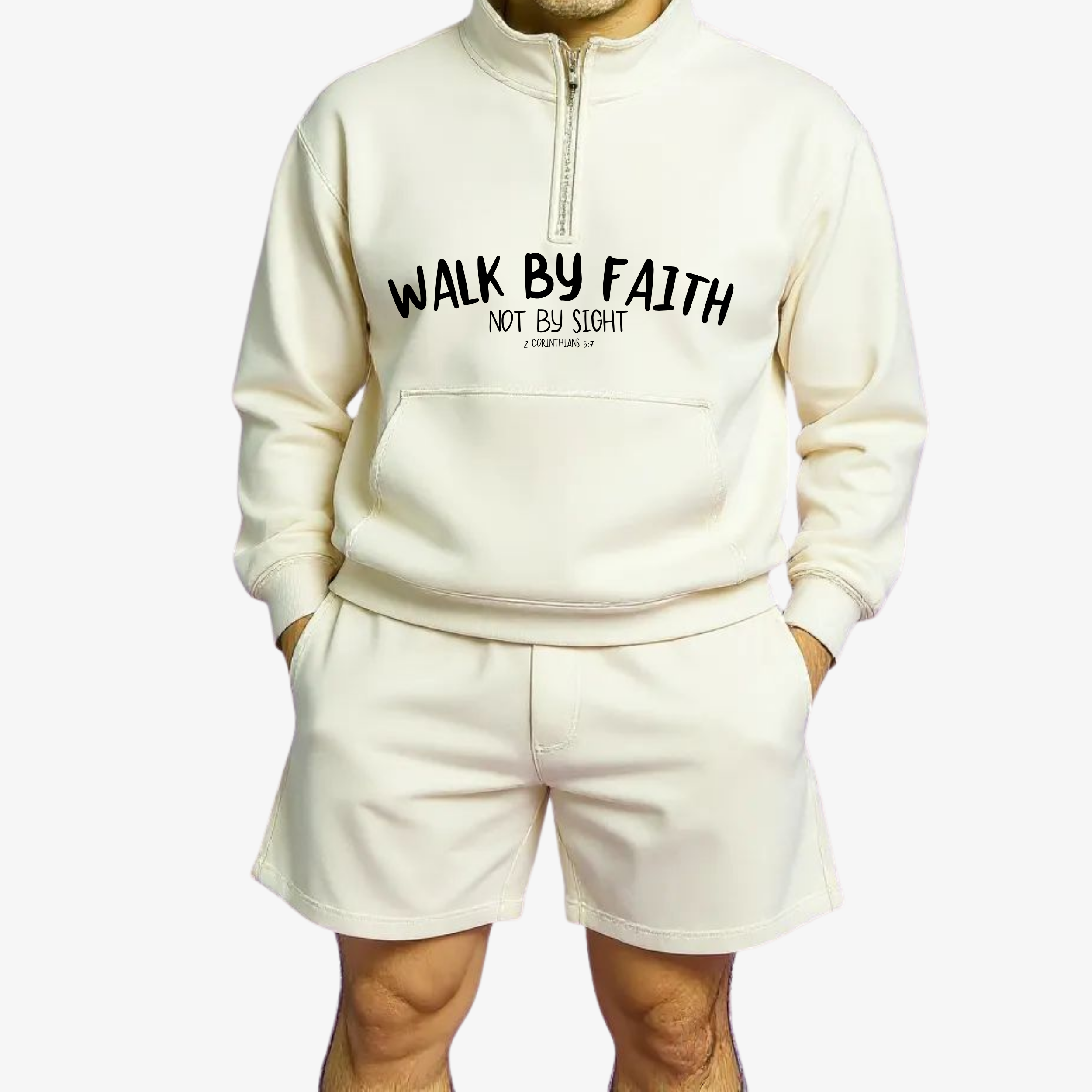 Half Zip Sweater and Shorts (Men) | Walk by Faith