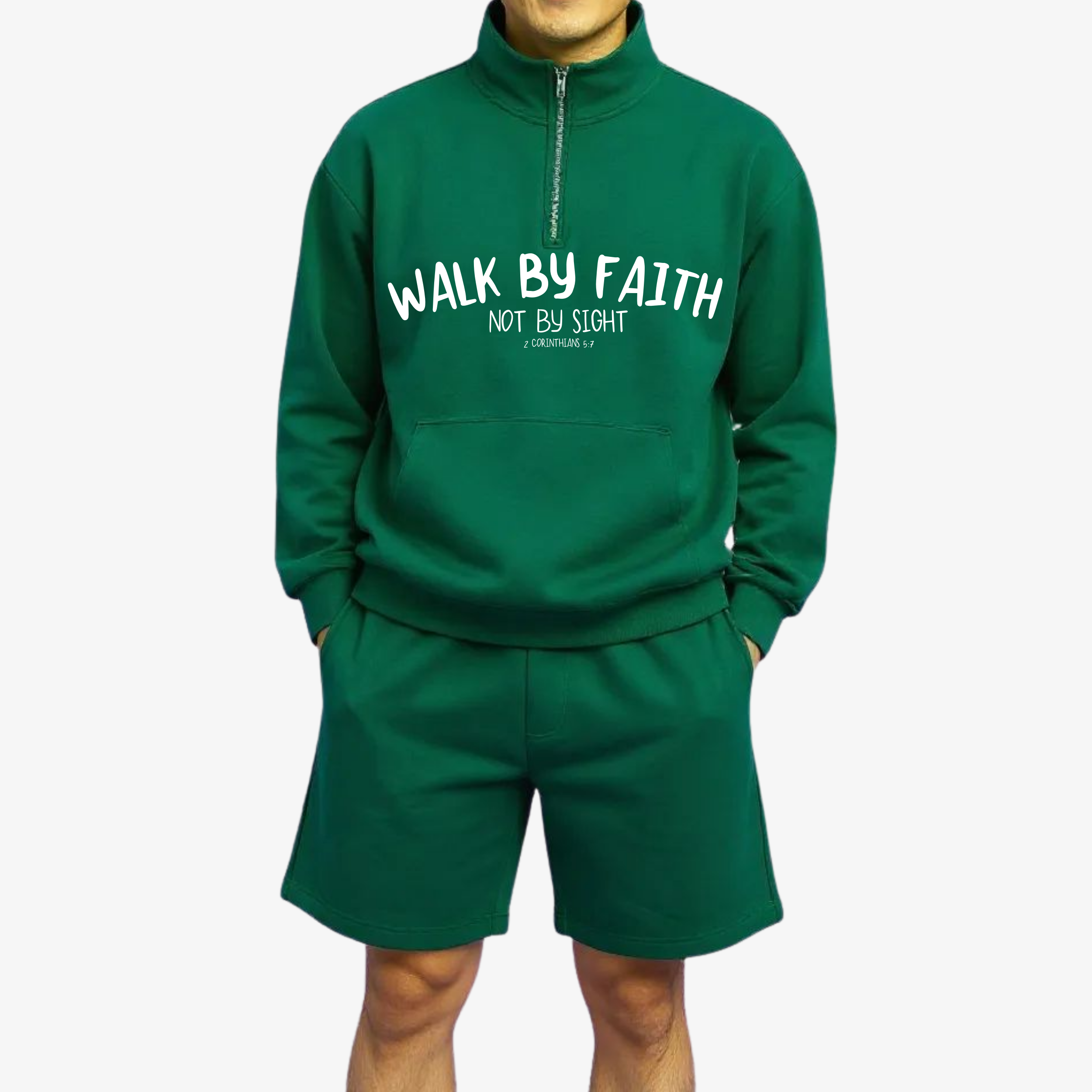 Half Zip Sweater and Shorts (Men) | Walk by Faith